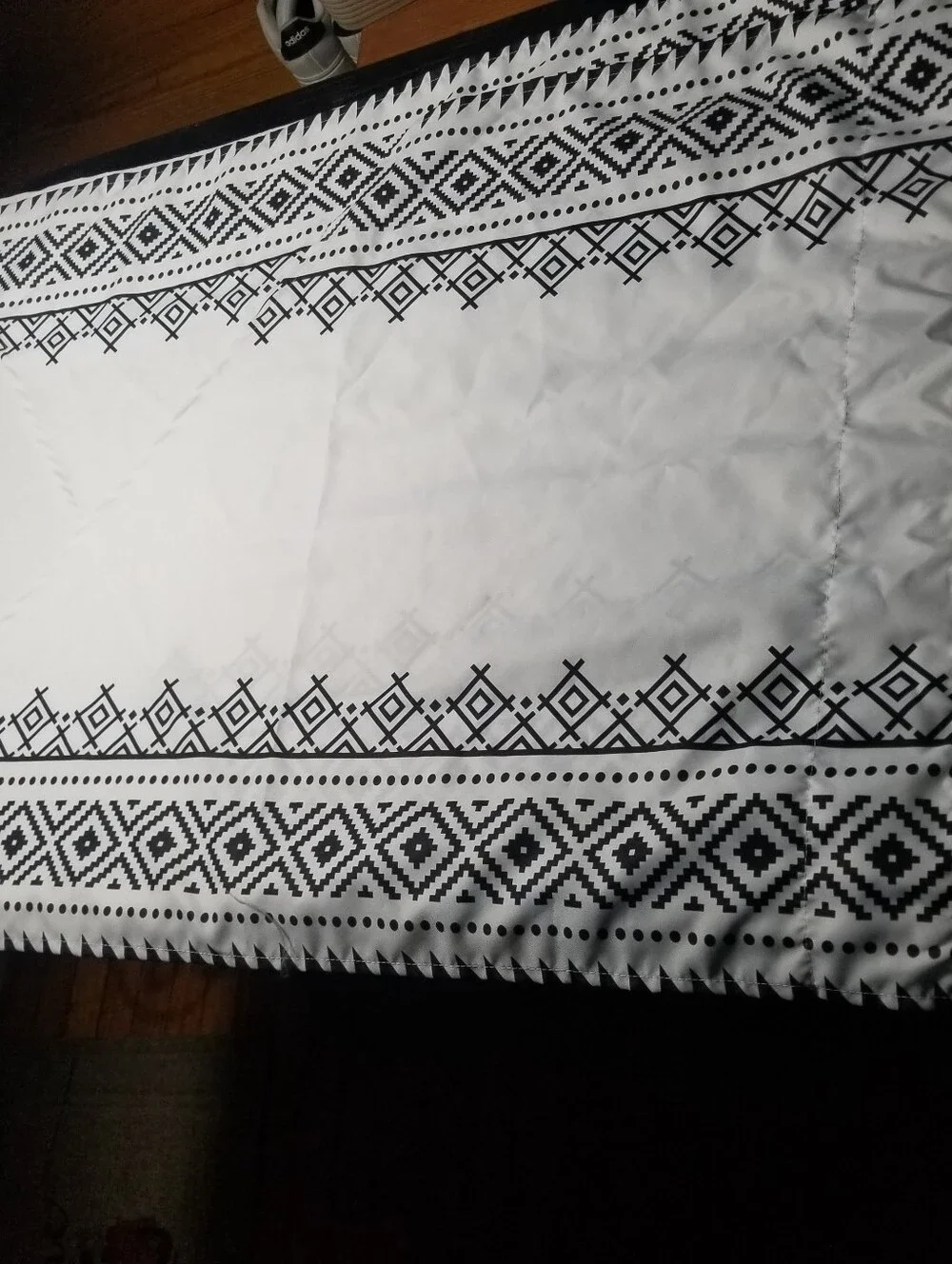 WHITE WITH BLACK GEOMETRIC PATTERN CURTAINS